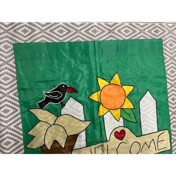 Welcome House Flag Banner Green/ Orange Fall Autumn 40x 27 Two‎ Sided Design - Picture 3 of 4